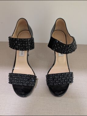 Jimmy Choo Black Crystal-Studded Heels - Size 38